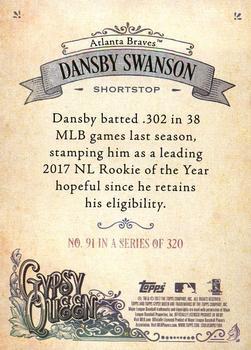 2017 Topps Gypsy Queen #91 Dansby Swanson Back