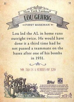2017 Topps Gypsy Queen #310 Lou Gehrig Back