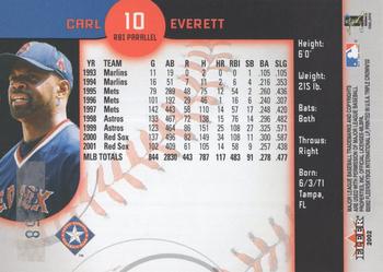 2002 Fleer Triple Crown - RBI Parallel #10 Carl Everett Back