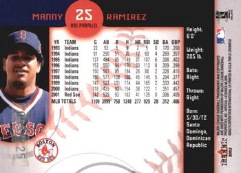 2002 Fleer Triple Crown - RBI Parallel #25 Manny Ramirez Back