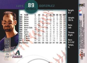 2002 Fleer Triple Crown - RBI Parallel #89 Luis Gonzalez Back