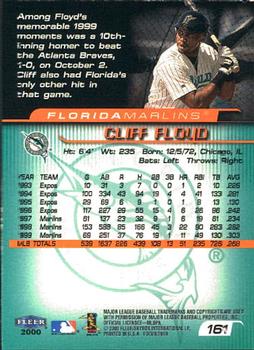 2000 Fleer Focus #161 Cliff Floyd Back