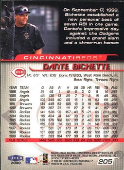 2000 Fleer Focus #205 Dante Bichette Back