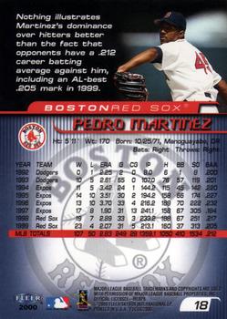 2000 Fleer Focus #18 Pedro Martinez Back