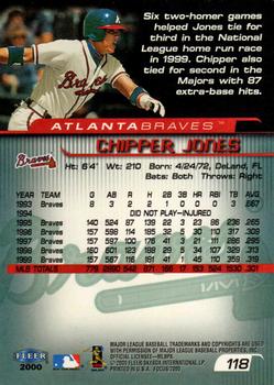 2000 Fleer Focus #118 Chipper Jones Back