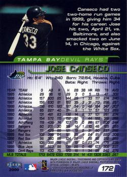2000 Fleer Focus #172 Jose Canseco Back