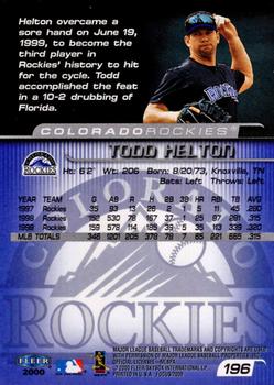 2000 Fleer Focus #196 Todd Helton Back