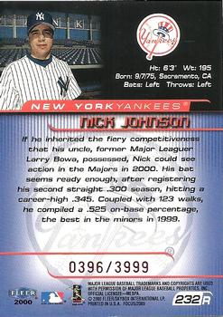 2000 Fleer Focus #232 Nick Johnson Back