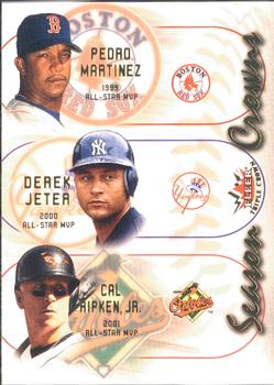 2002 Fleer Triple Crown - Season Crowns #4SC Pedro Martinez / Derek Jeter / Cal Ripken Jr.  Front