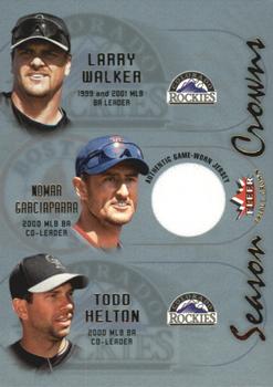 2002 Fleer Triple Crown - Season Crowns Game-Used #NNO Larry Walker / Nomar Garciaparra / Todd Helton Front