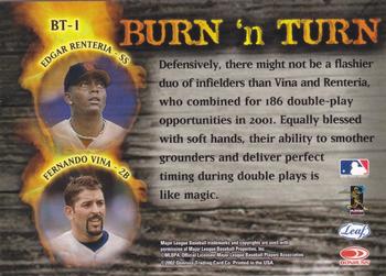 2002 Leaf - Burn 'n Turn #BT-1 Fernando Vina / Edgar Renteria  Back