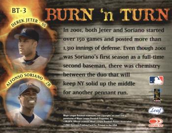 2002 Leaf - Burn 'n Turn #BT-3 Derek Jeter / Alfonso Soriano  Back