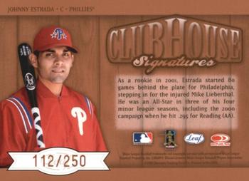 2002 Leaf - Clubhouse Signatures Bronze #NNO Johnny Estrada Back