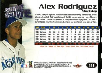 2000 Fleer Gamers #111 Alex Rodriguez Back