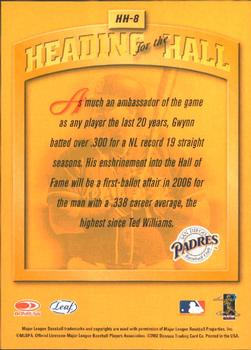 2002 Leaf - Heading for the Hall #HH-8 Tony Gwynn Back