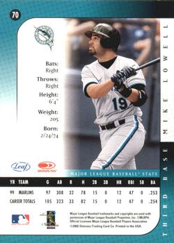2002 Leaf - Lineage #70 Mike Lowell Back