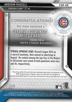 2016 Topps Strata - Clearly Authentic Relics Blue #CAR-AR Addison Russell Back