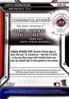 2016 Topps Strata - Clearly Authentic Relics Blue #CAR-CG Curtis Granderson Back