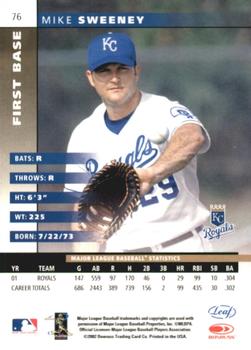 2002 Leaf - Press Proofs Blue #76 Mike Sweeney  Back
