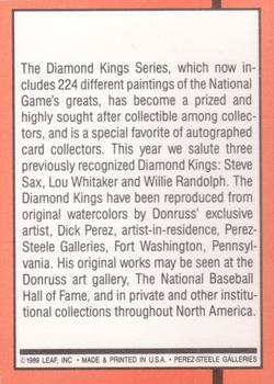 1990 Donruss #27 Diamond Kings Checklist Back