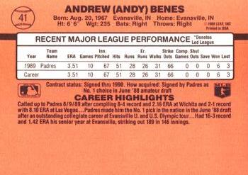 1990 Donruss #41 Andy Benes Back
