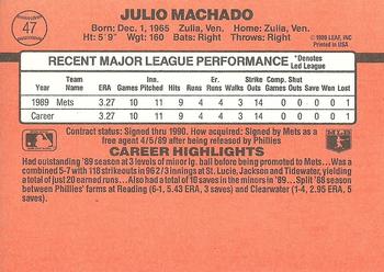 1990 Donruss #47 Julio Machado Back