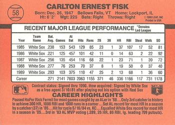1990 Donruss #58 Carlton Fisk Back