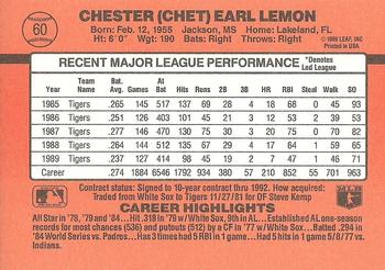 1990 Donruss #60 Chet Lemon Back