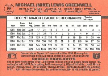 1990 Donruss #66 Mike Greenwell Back