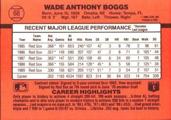 1990 Donruss #68 Wade Boggs Back