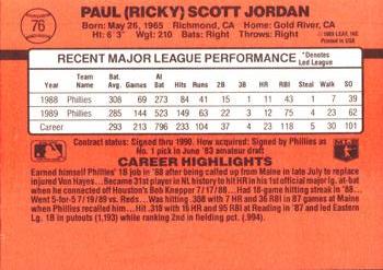 1990 Donruss #76 Ricky Jordan Back