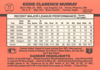 1990 Donruss #77 Eddie Murray Back