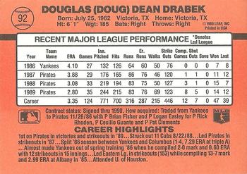 1990 Donruss #92 Doug Drabek Back