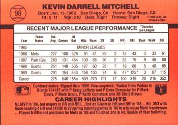 1990 Donruss #98 Kevin Mitchell Back
