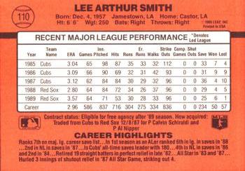 1990 Donruss #110 Lee Smith Back