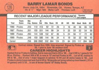 1990 Donruss #126 Barry Bonds Back