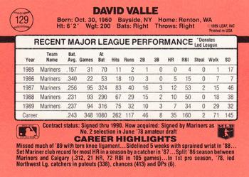 1990 Donruss #129 Dave Valle Back
