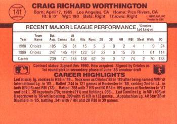 1990 Donruss #141 Craig Worthington Back