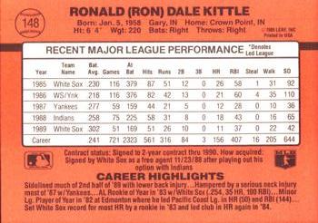 1990 Donruss #148 Ron Kittle Back