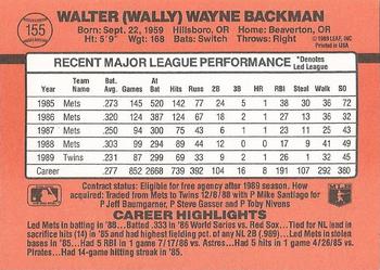1990 Donruss #155 Wally Backman Back