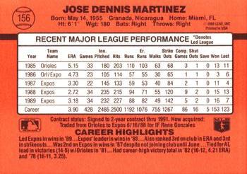 1990 Donruss #156 Dennis Martinez Back