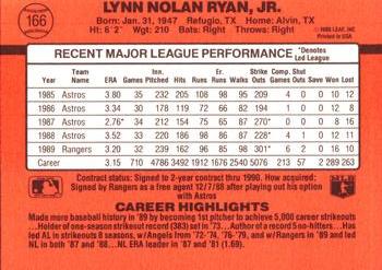 1990 Donruss #166 Nolan Ryan Back