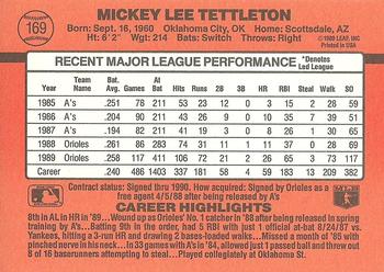 1990 Donruss #169 Mickey Tettleton Back