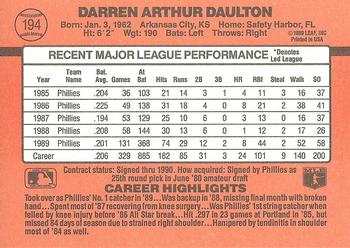 1990 Donruss #194 Darren Daulton Back