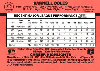 1990 Donruss #212 Darnell Coles Back