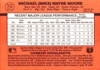 1990 Donruss #214 Mike Moore Back