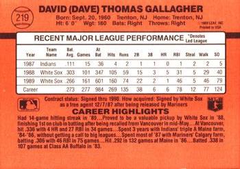 1990 Donruss #219 Dave Gallagher Back
