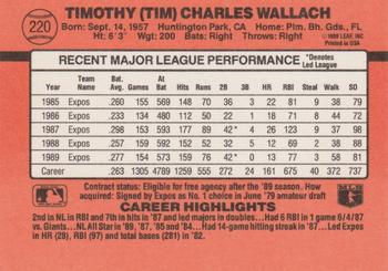 1990 Donruss #220 Tim Wallach Back