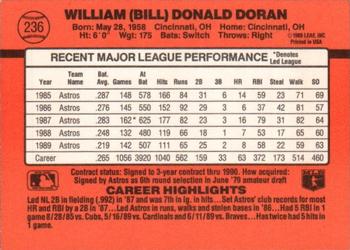 1990 Donruss #236 Bill Doran Back