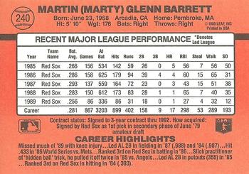 1990 Donruss #240 Marty Barrett Back